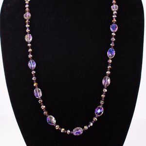 35 3/4" Magical Fairy Purple Faceted Crystal Glass Necklace $40
